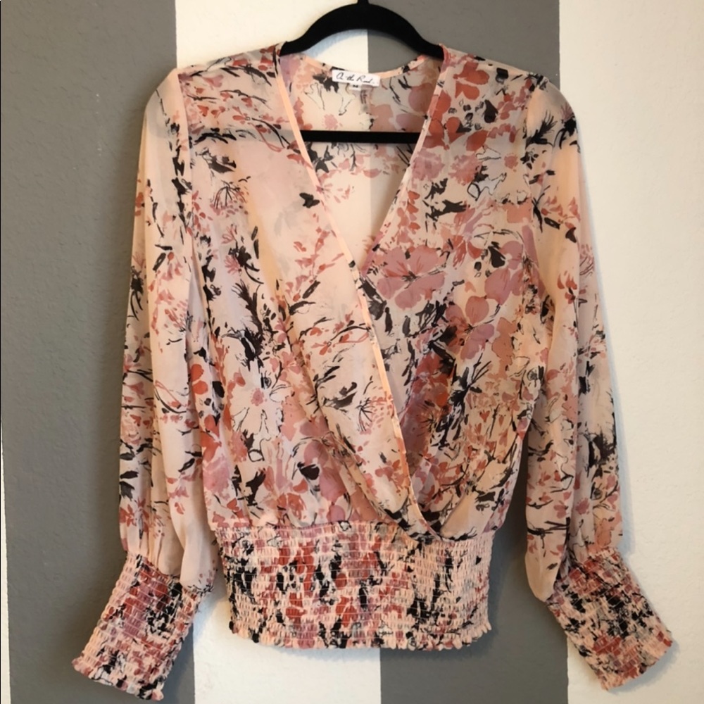Pink floral blouse